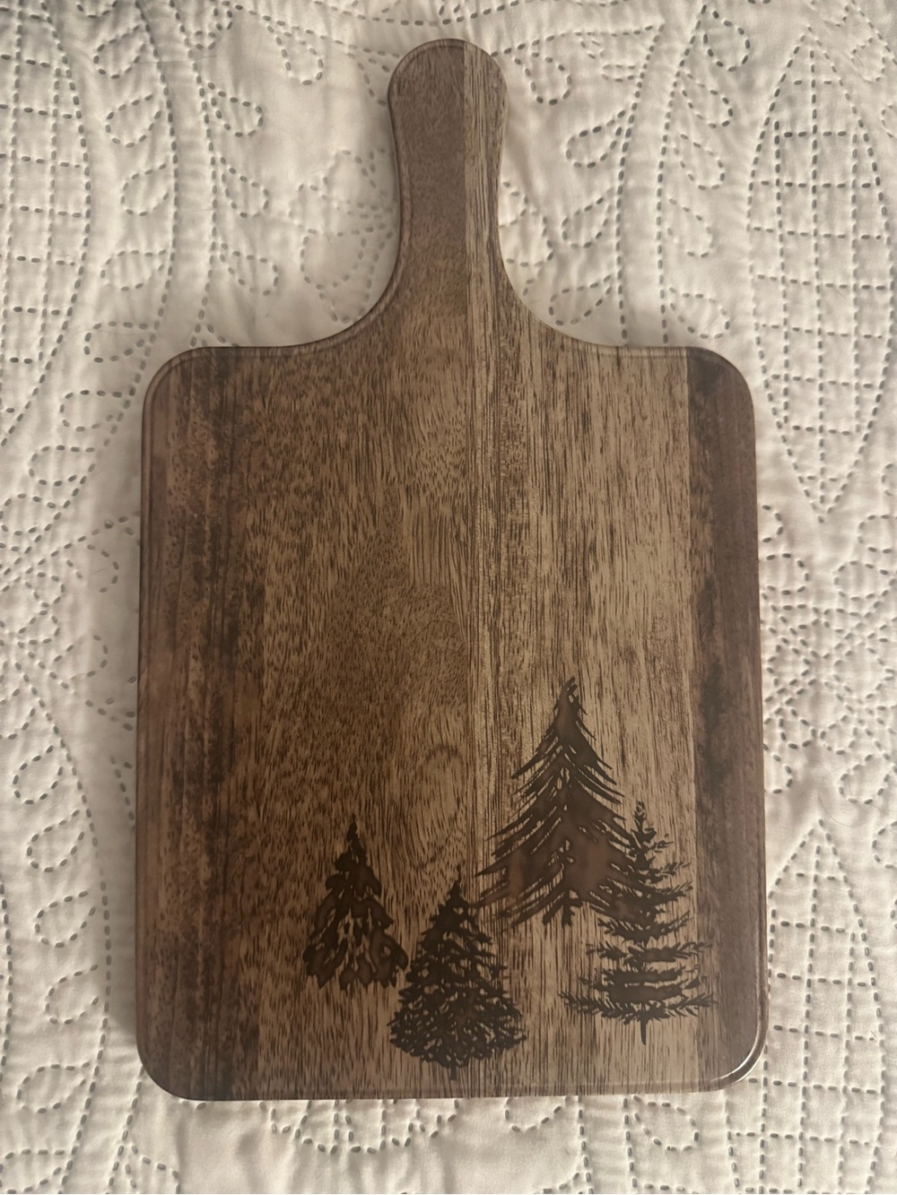 Wooden Paddle Cutting/Serving Board with Pine Tree Design